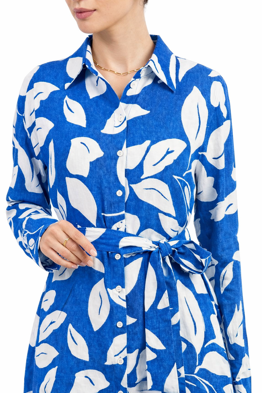 Leaf Print Shirt Dress - 116003
