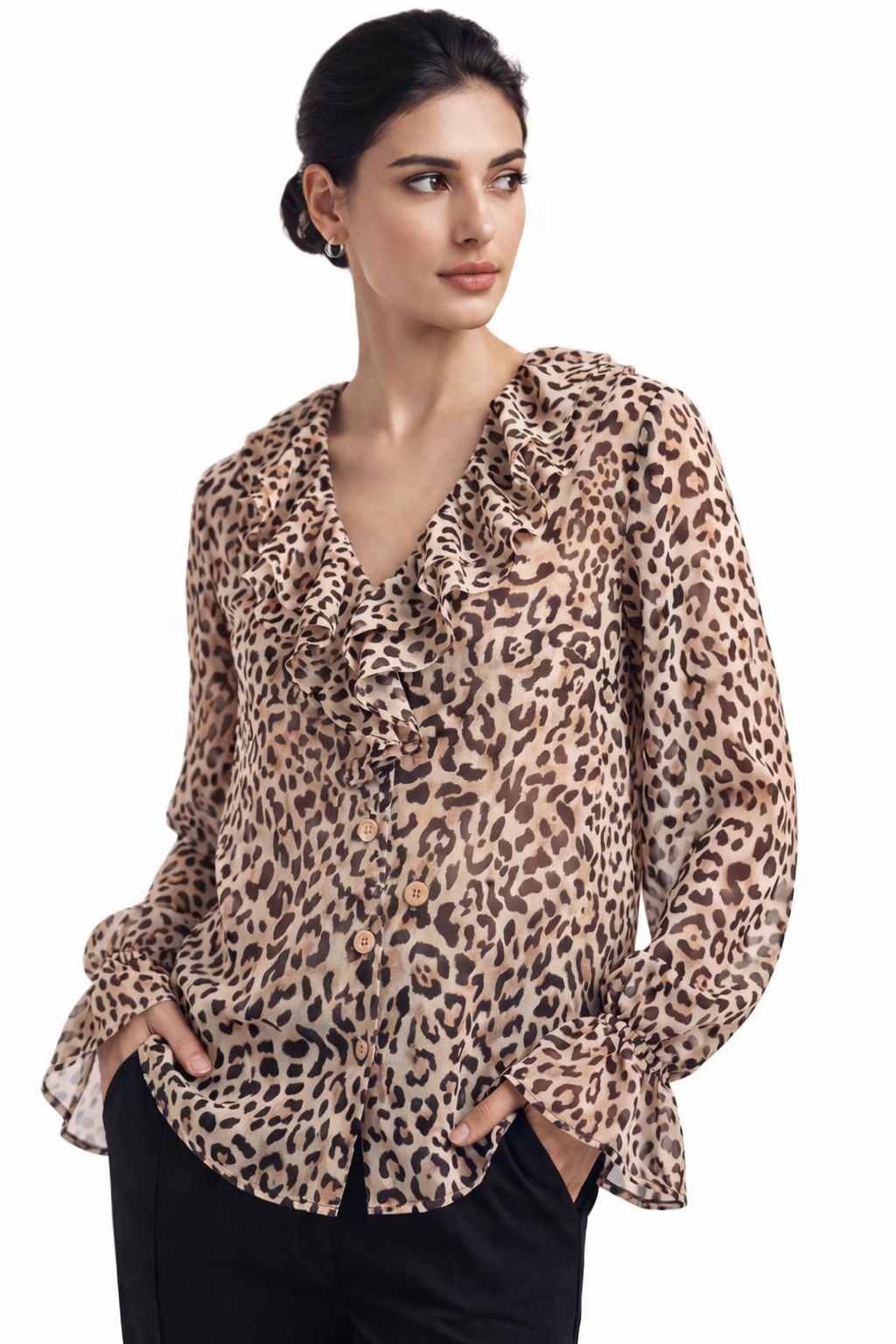 Print Ruffle Blouse - 111028