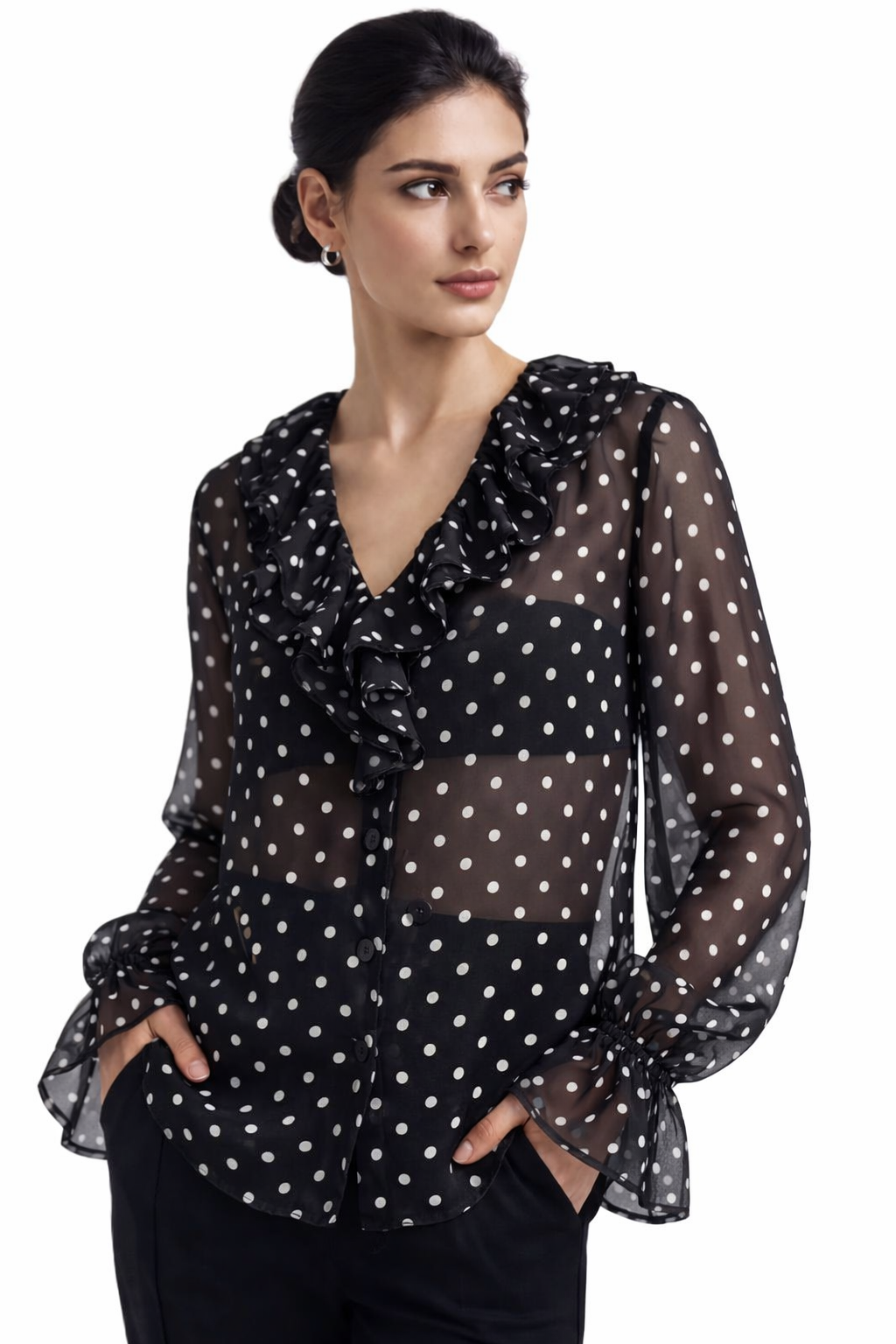 Print Ruffle Blouse - 111028