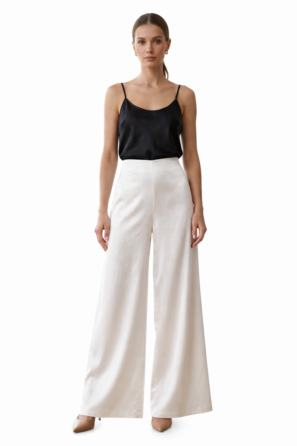 High-Waisted Wide-Leg Satin Pants - WP112005