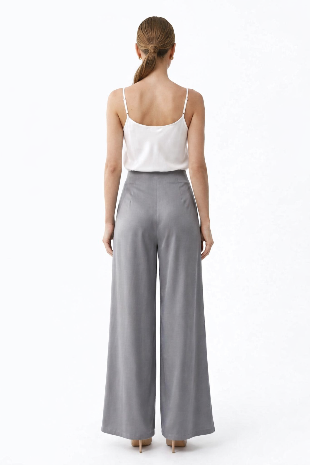 High-Waisted Wide-Leg Satin Pants - WP112005