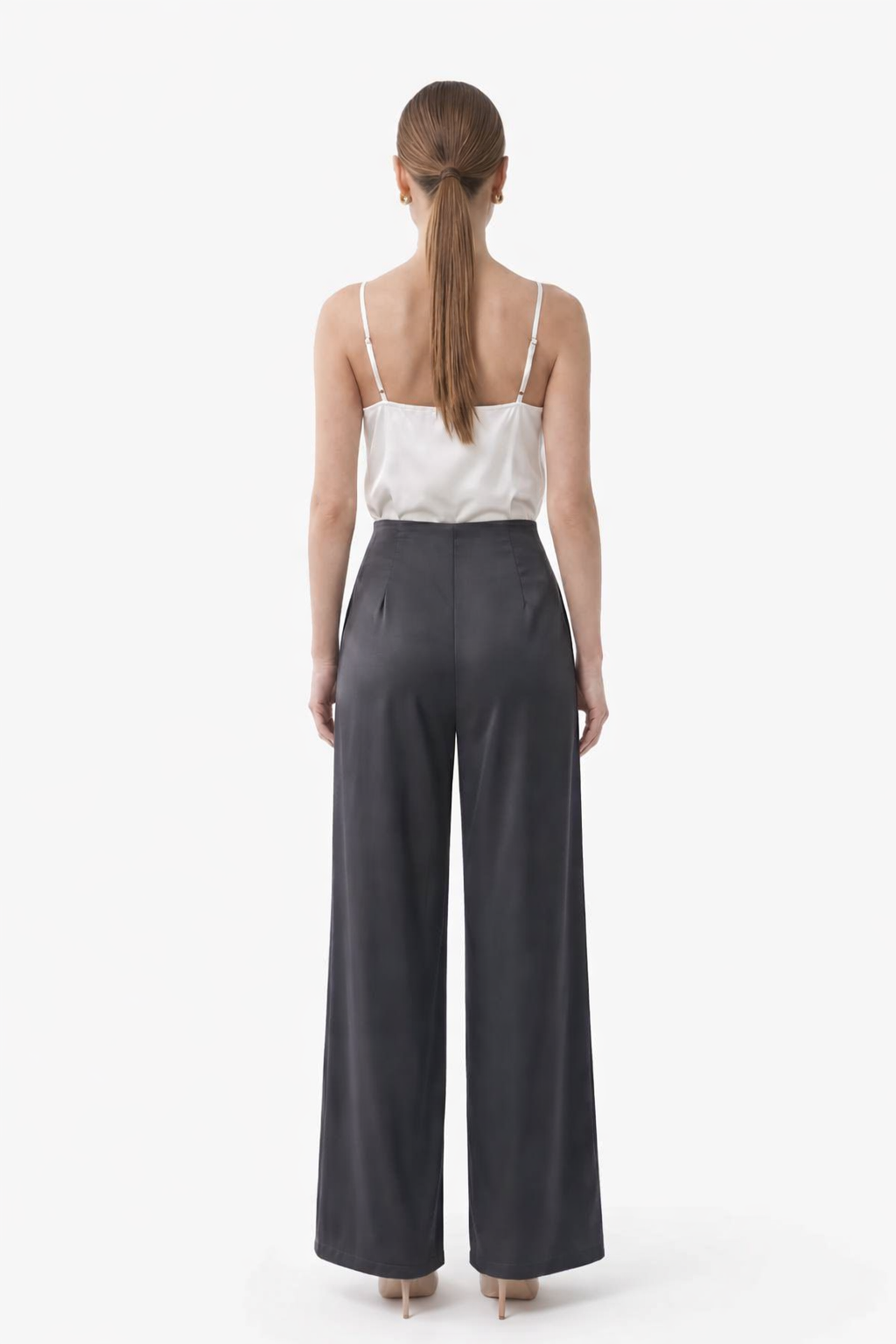 High-Waisted Wide-Leg Satin Pants - WP112005