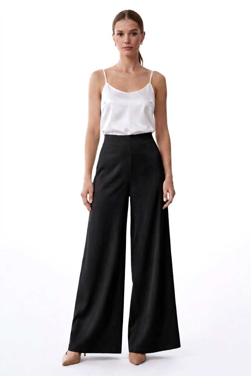 High-Waisted Wide-Leg Satin Pants - WP112005