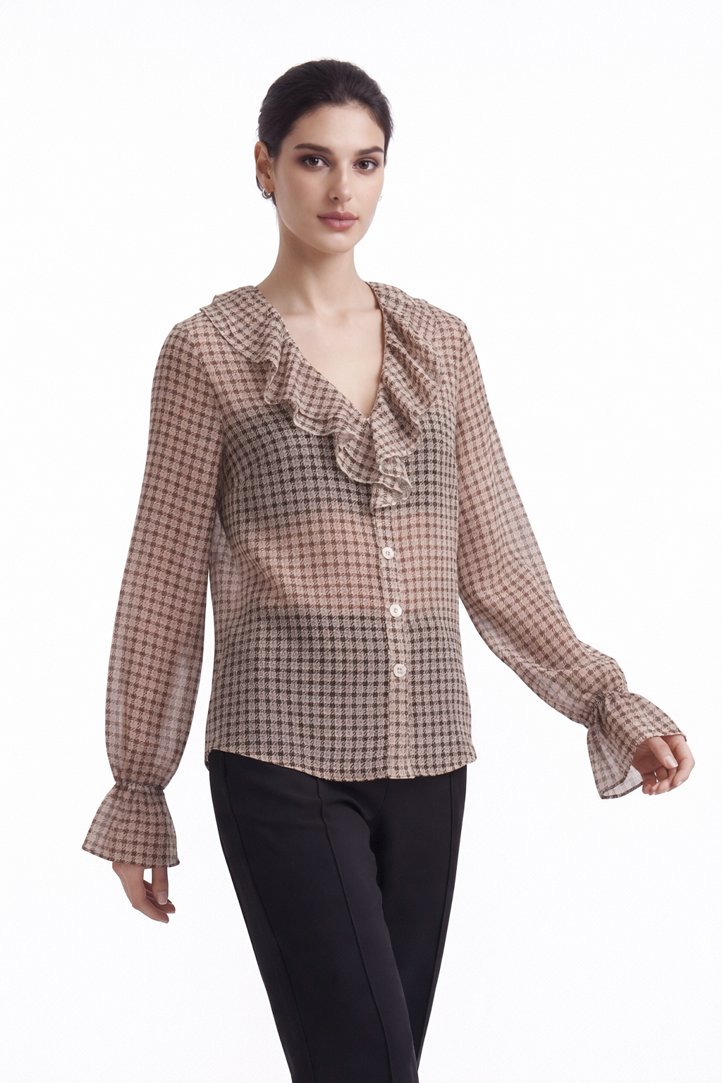 Print Ruffle Blouse - 111028