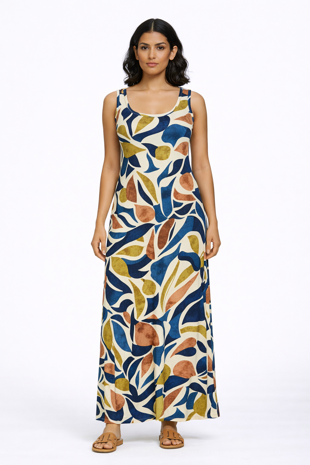 Artistic Print Sleeveless Dress - 116001