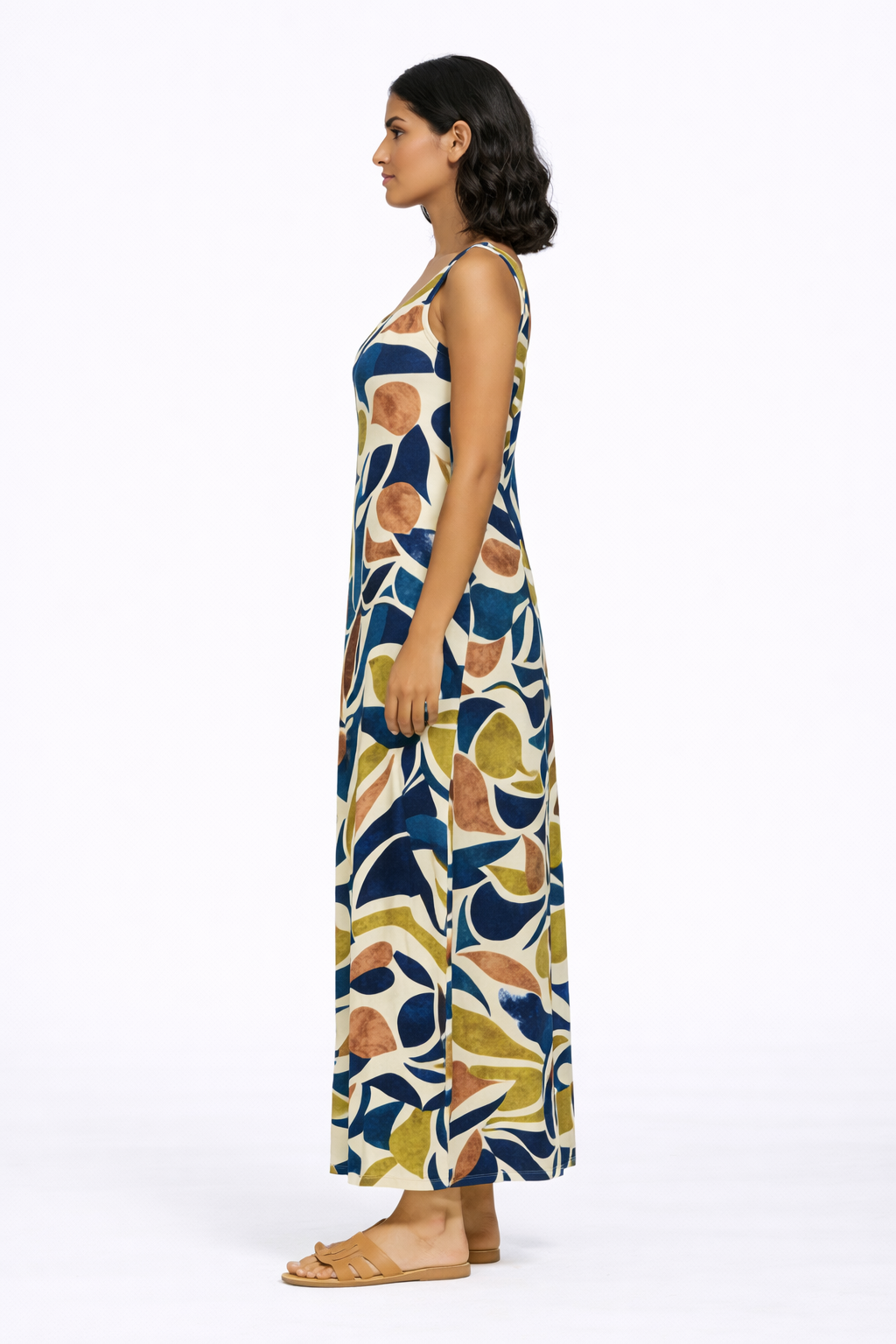 Artistic Print Sleeveless Dress - 116001