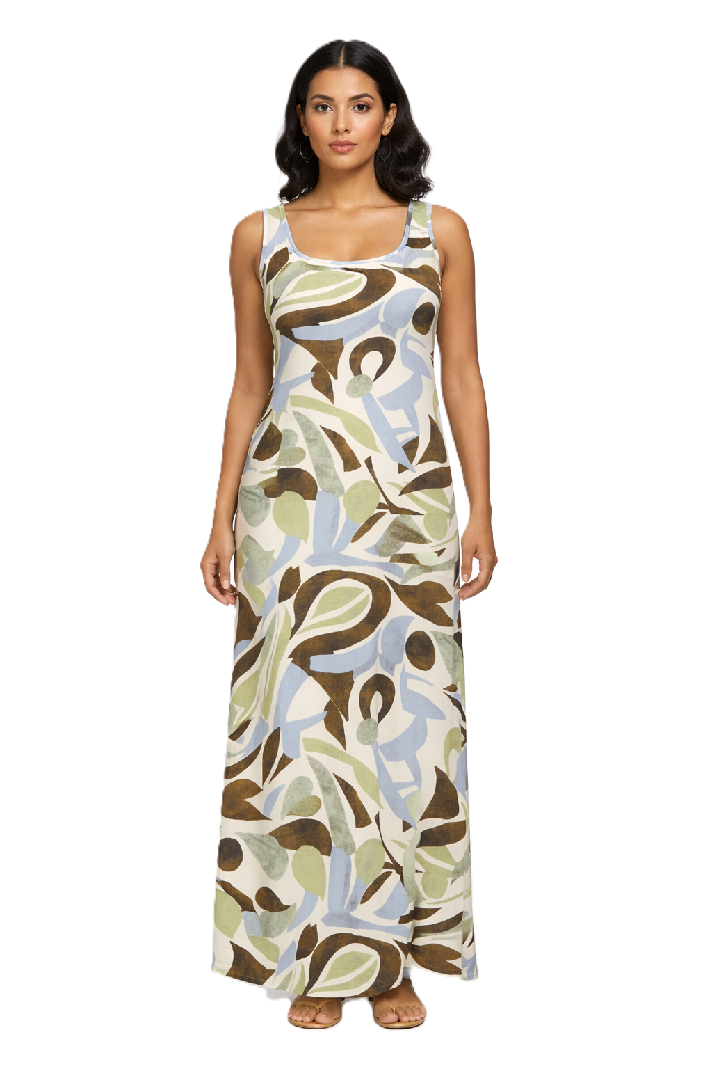 Artistic Print Sleeveless Dress - 116001