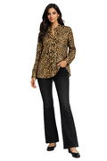Tiger Print Ruffle Blouse – Brown - 11010G