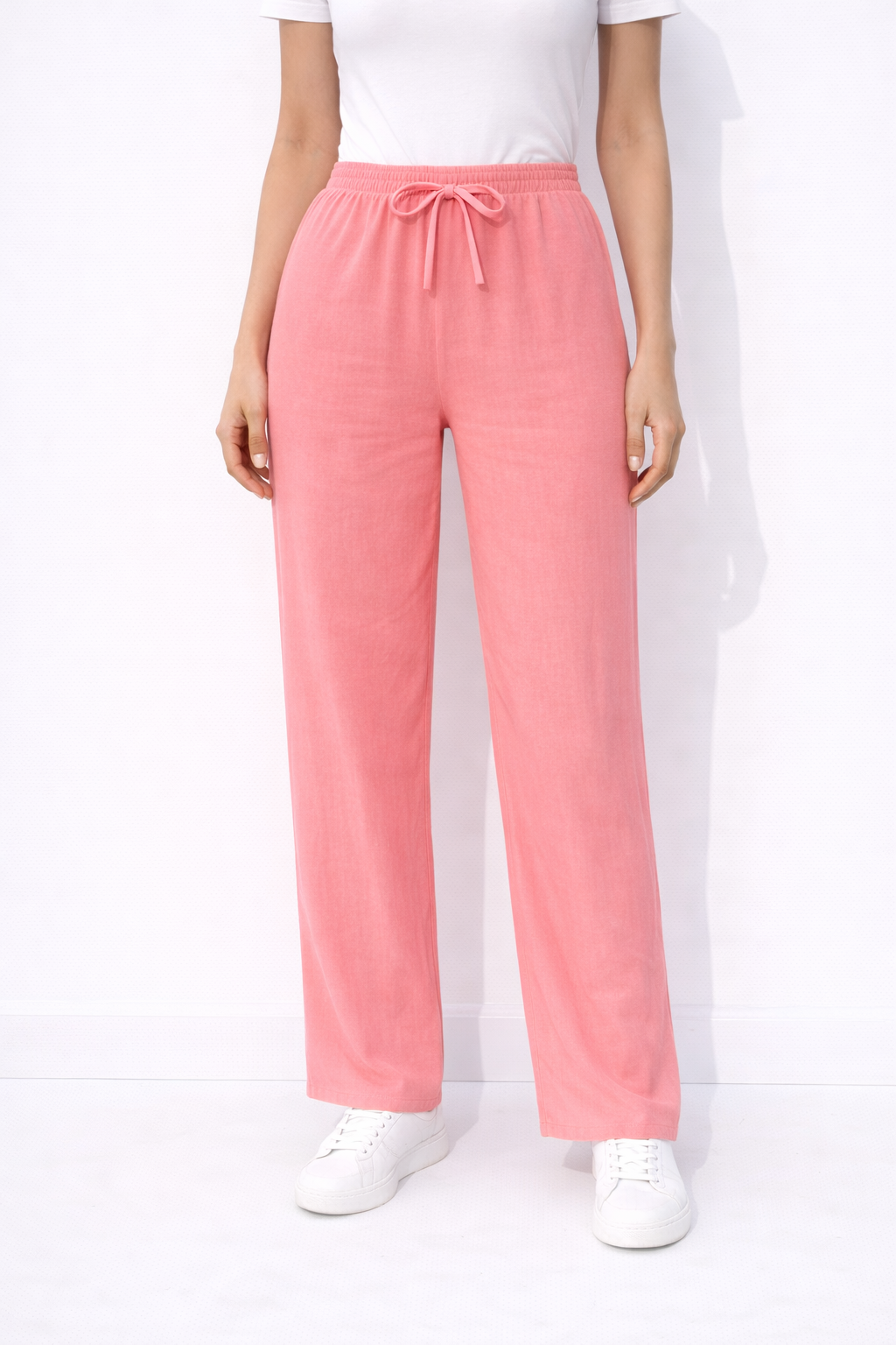 Elastic Waist Loose Pants – Pink -HD42