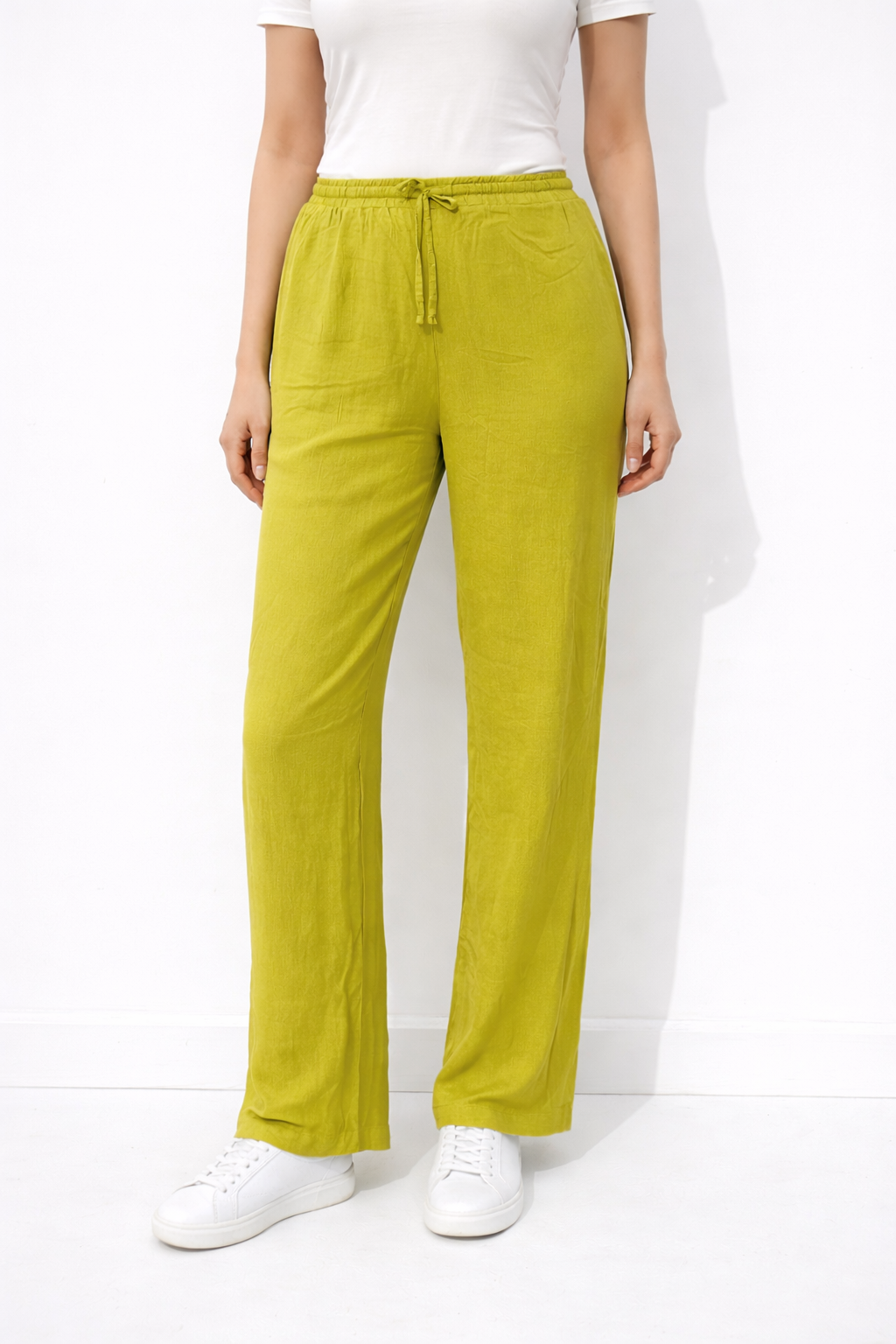 Elastic Waist Loose Pants – Kiwi -HD42