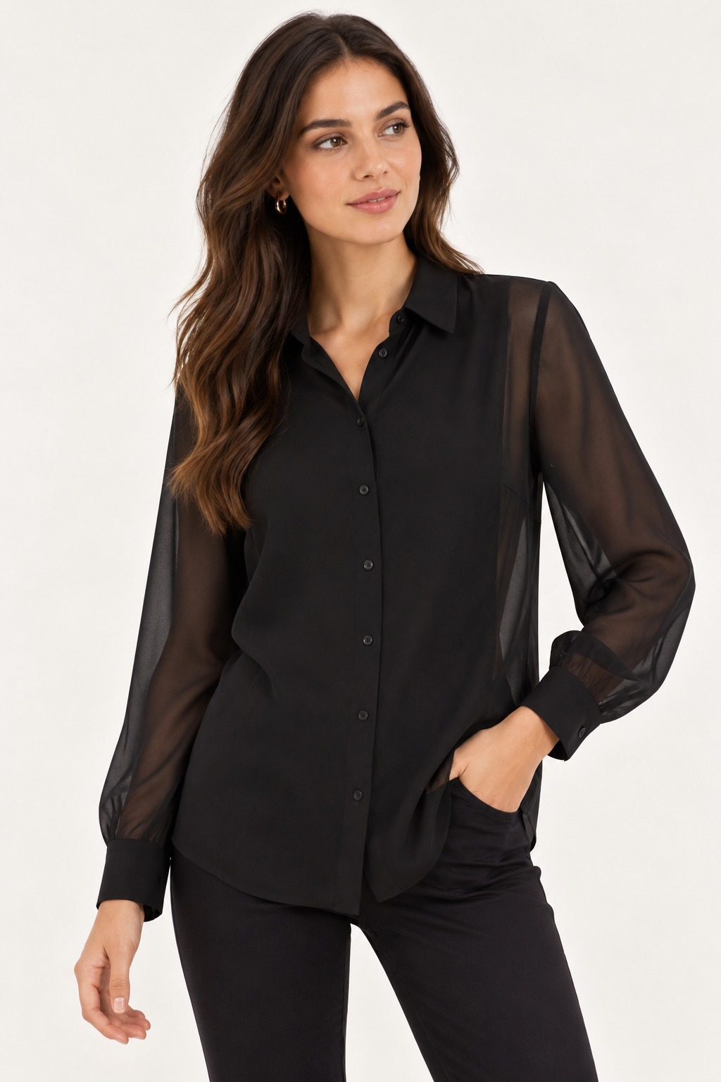 Two-Layer Chiffon Shirt - 111027