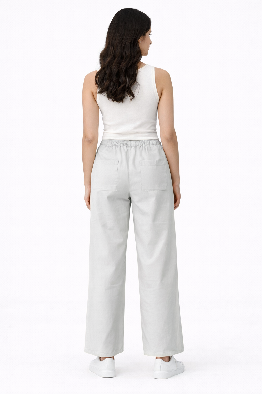 Gabardine Wide Leg Pants – Light Grey - 12001
