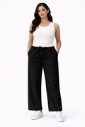 Gabardine Wide Leg Pants – Black - 12001