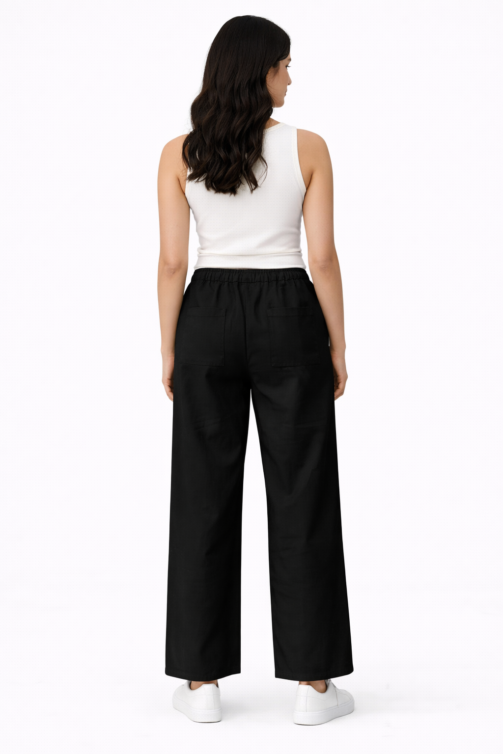 Gabardine Wide Leg Pants – Black - 12001