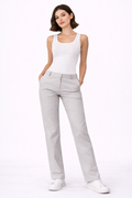 Gabardine Slim Fit Pants – Light Grey - 112004
