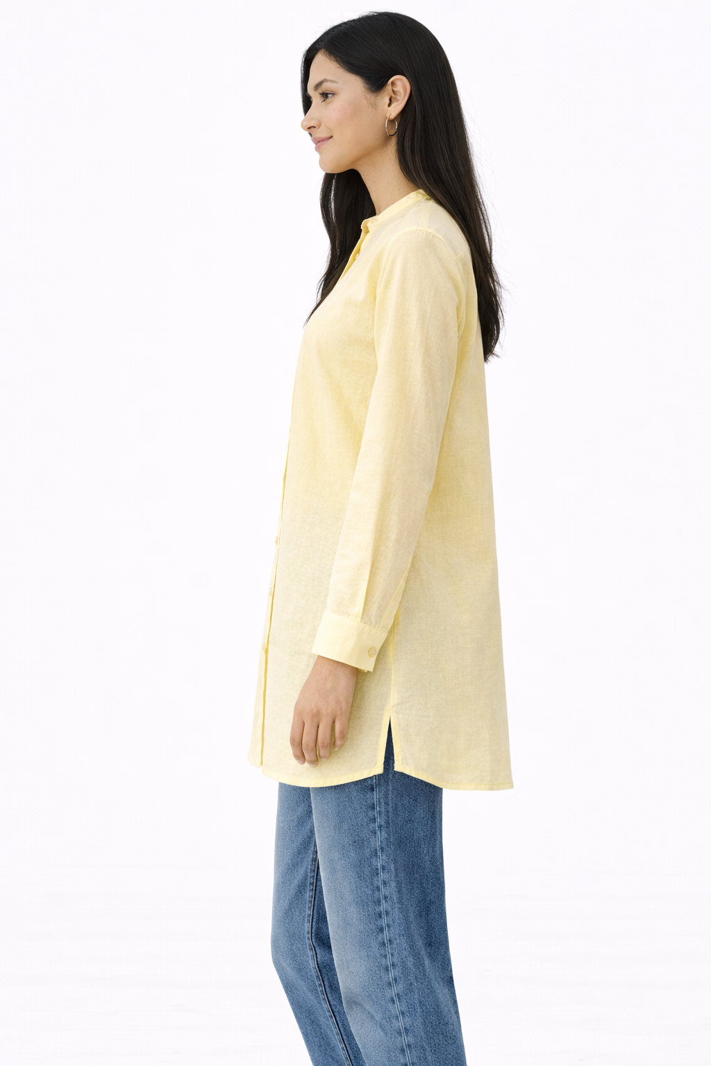 Chinese Collar Button Down Linen Shirt - 111021