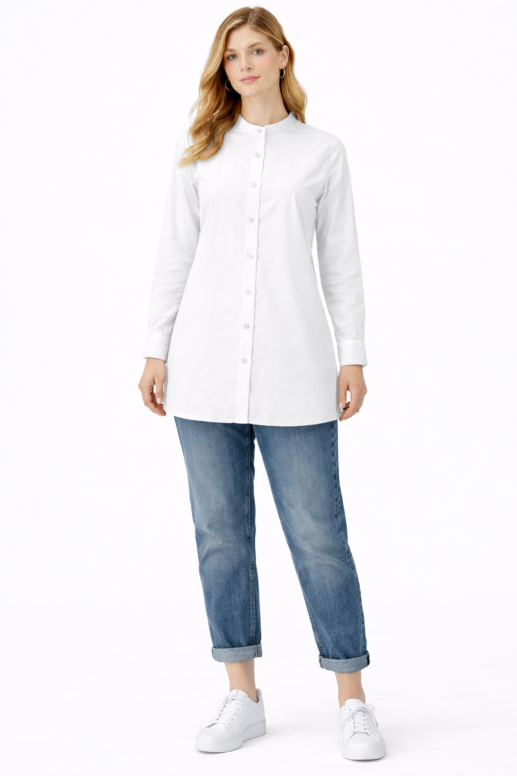 Chinese Collar Linen Shirt - 111021