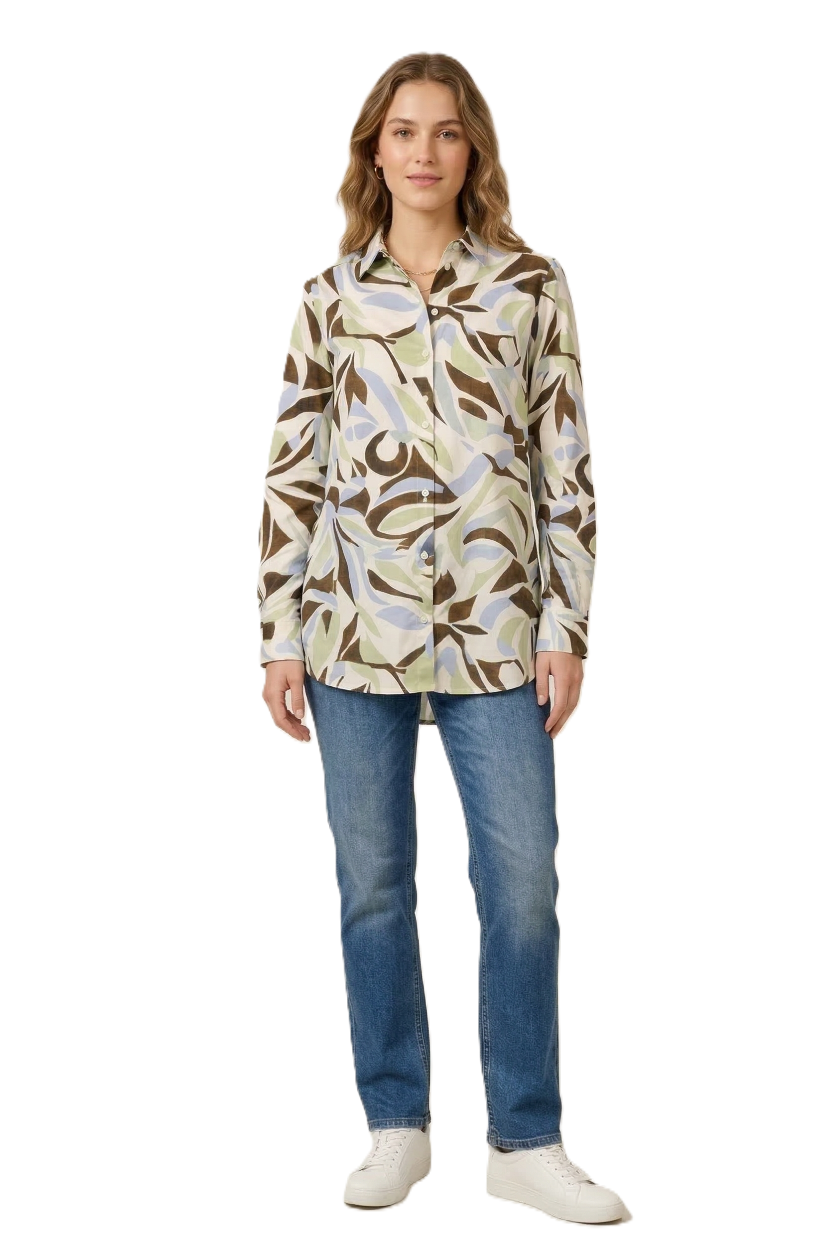 Artistic Print Button Shirt - 110004