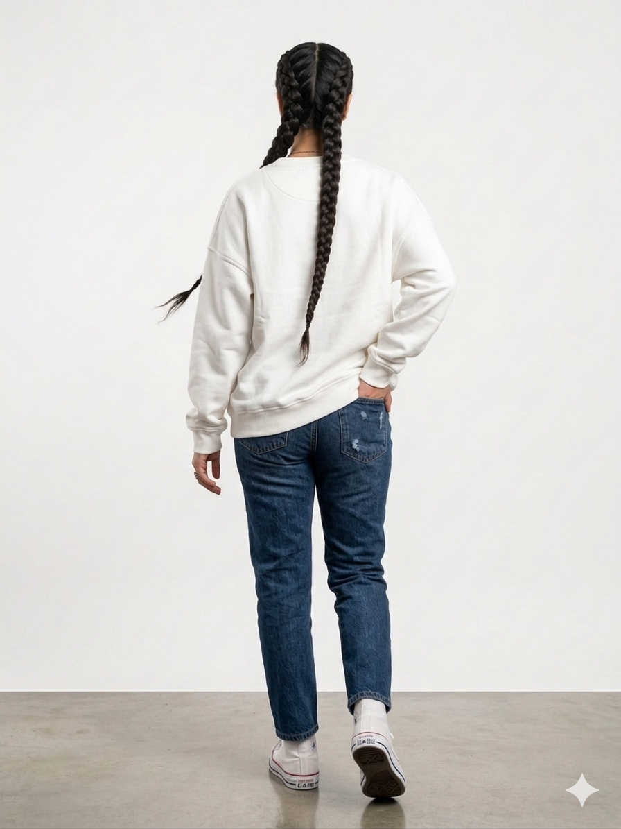Basic Oversized Sweatshirt – White - AY23