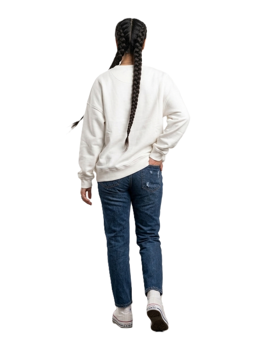 Basic Oversized Sweatshirt – White - AY23