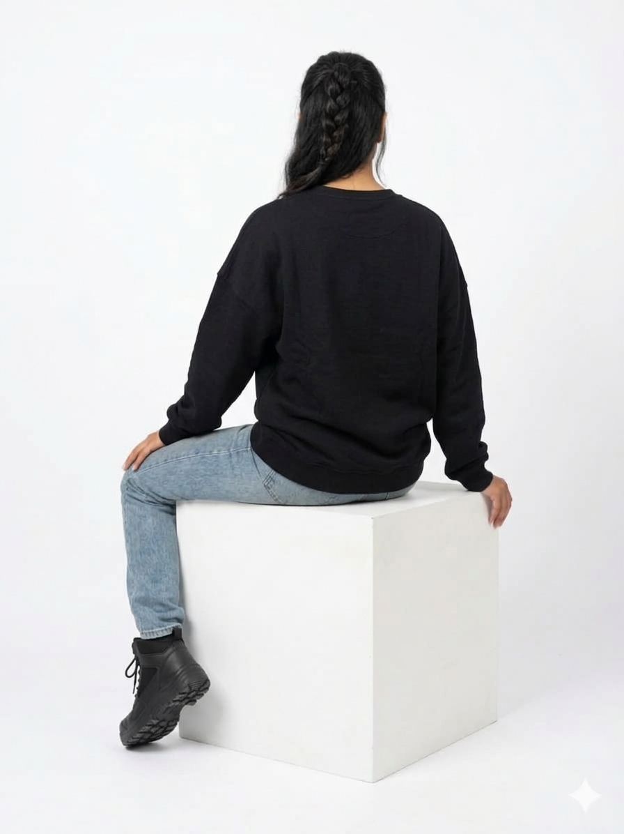 Basic Oversized Sweatshirt – Black - AY23