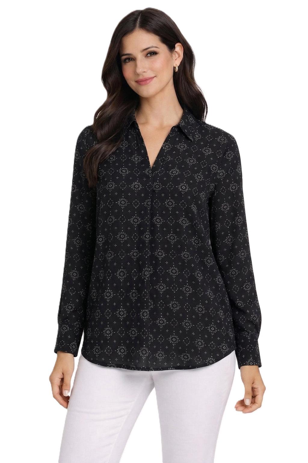 Geometric Print Shirt – Black - 204Q