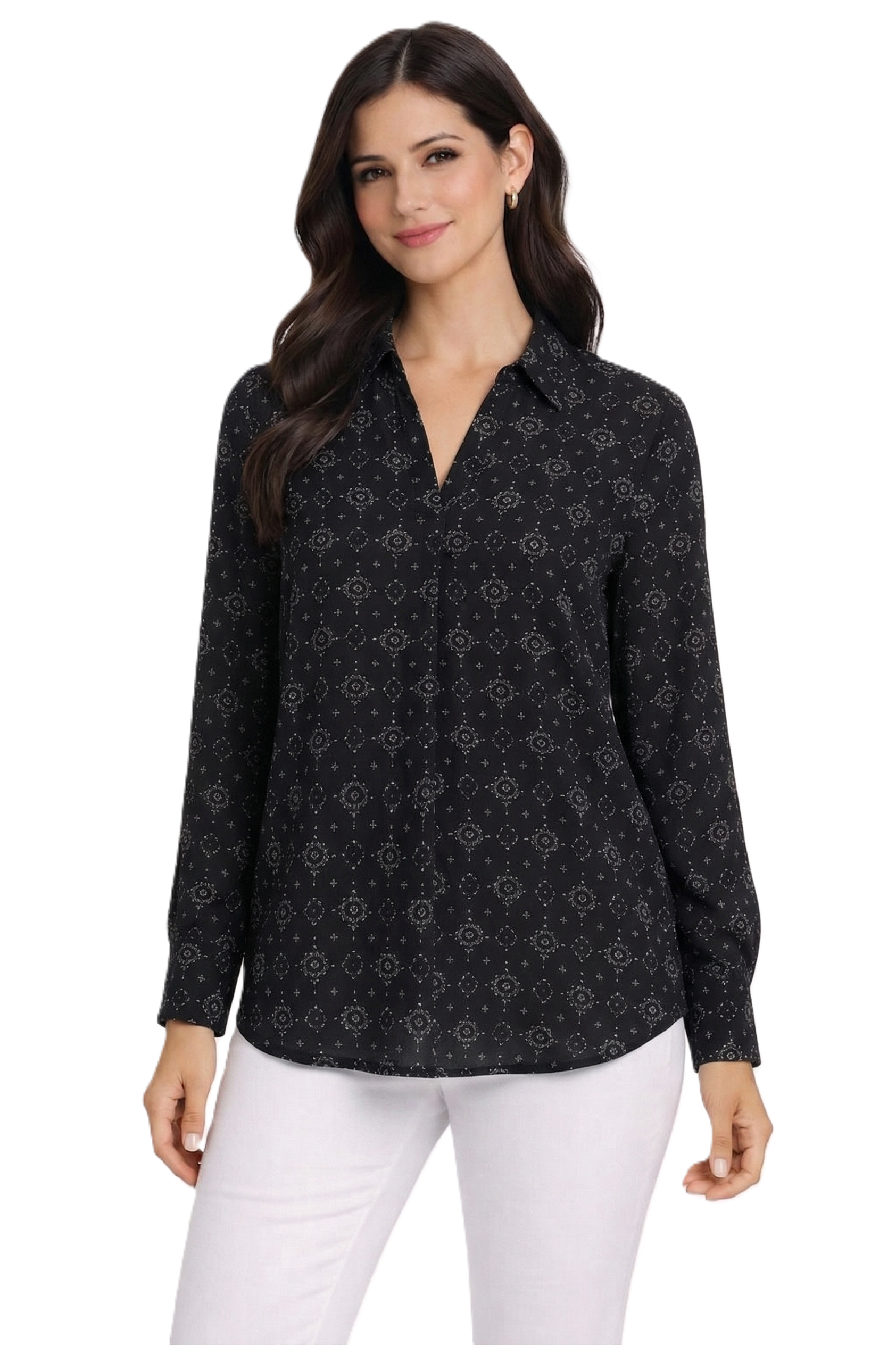 Geometric Print Shirt – Black - 204Q