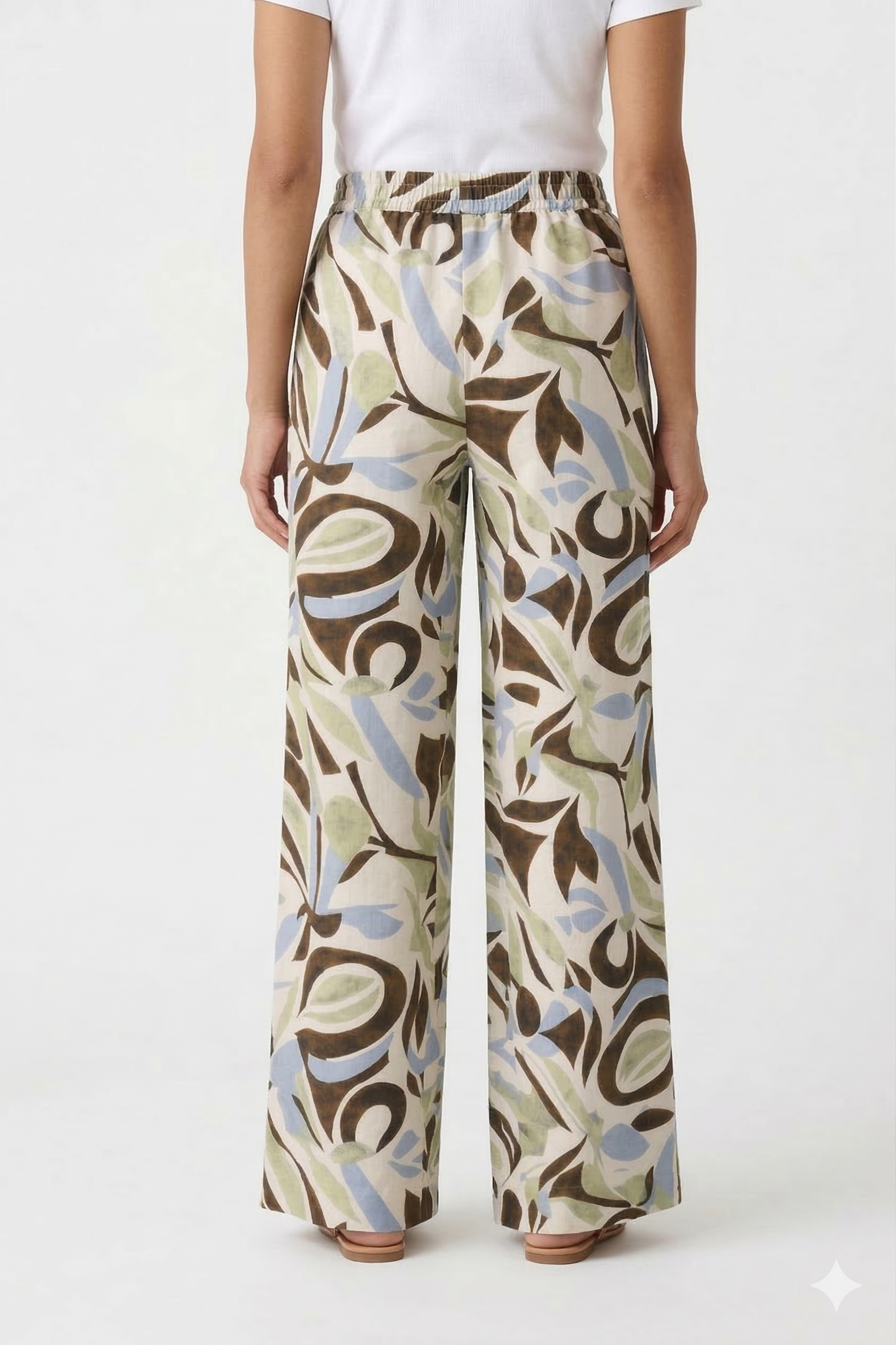 Artistic Print Wide Leg Trousers - 112006