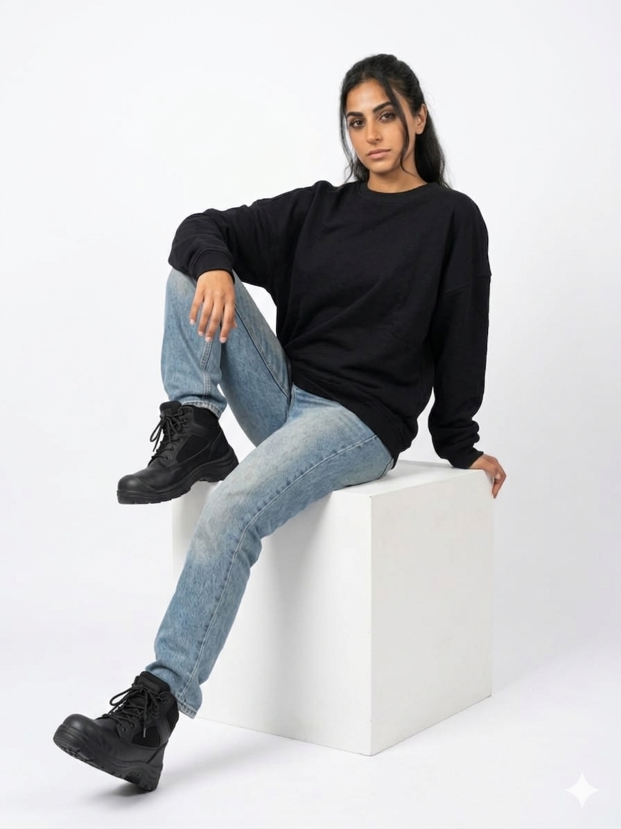 Basic Oversized Sweatshirt – Black - AY23