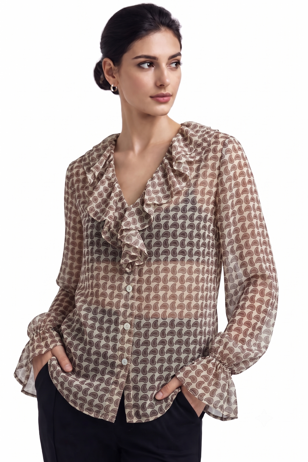 Print Ruffle Blouse - 111028