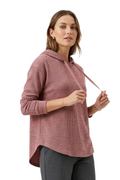Casual Ribbed Hooded Top - cashmere - 114001