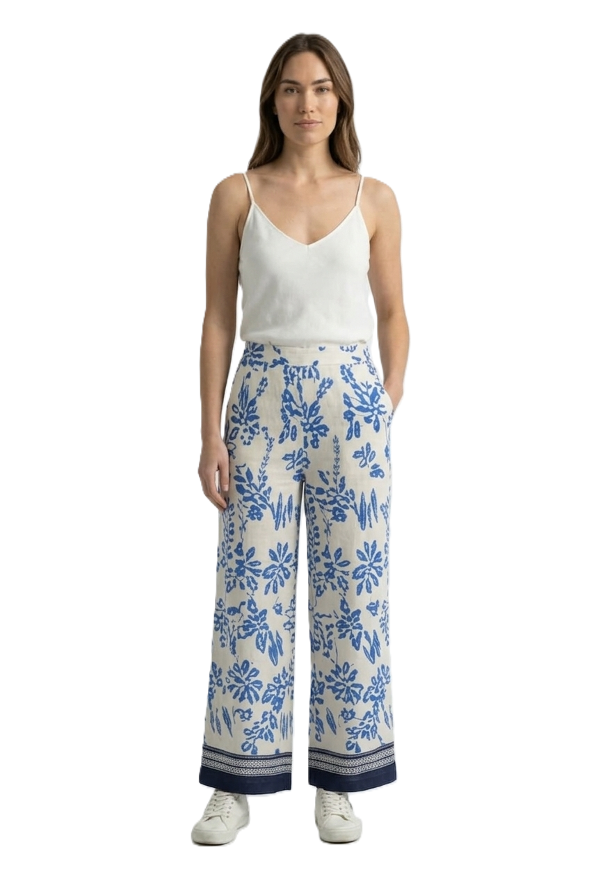 Printed Wide Leg Pants - 112016