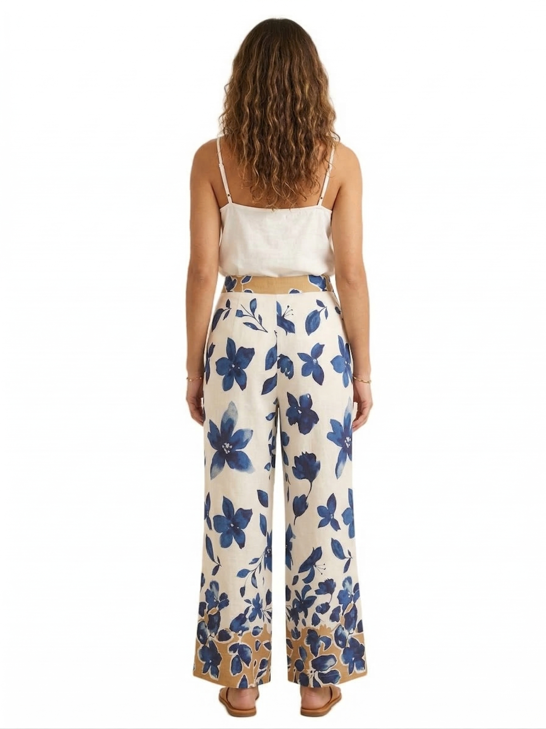 Printed Wide Leg Pants - 112016