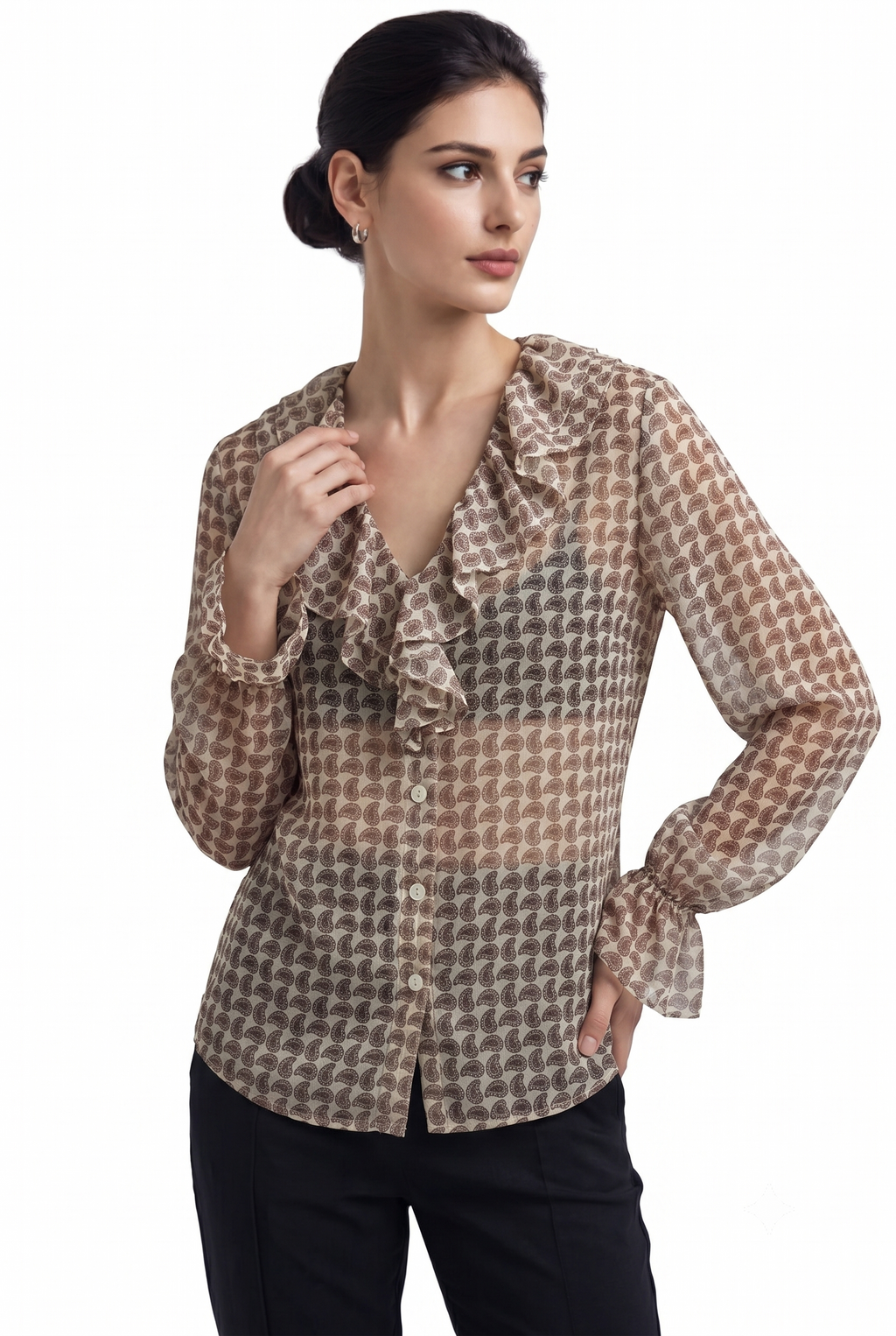 Print Ruffle Blouse - 111028