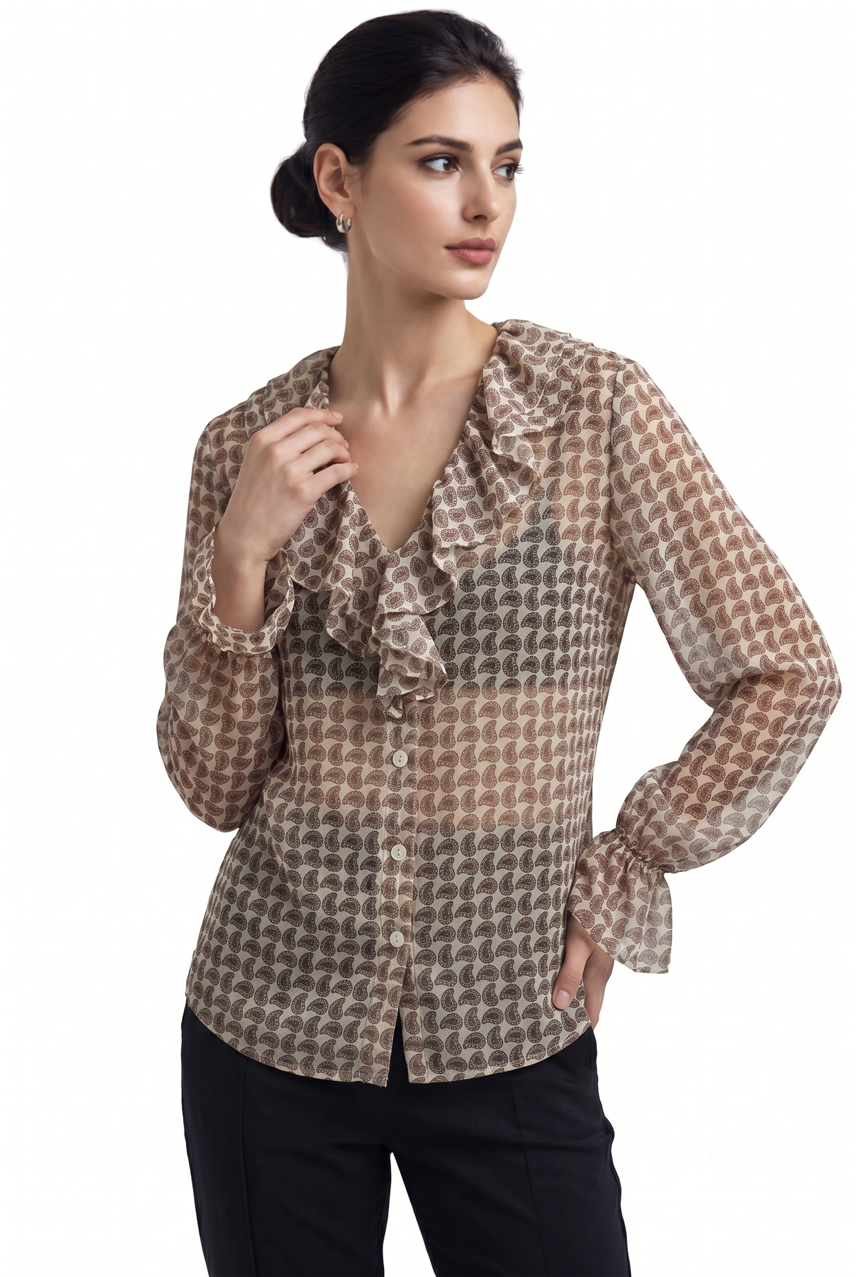 Print Ruffle Blouse - 111028