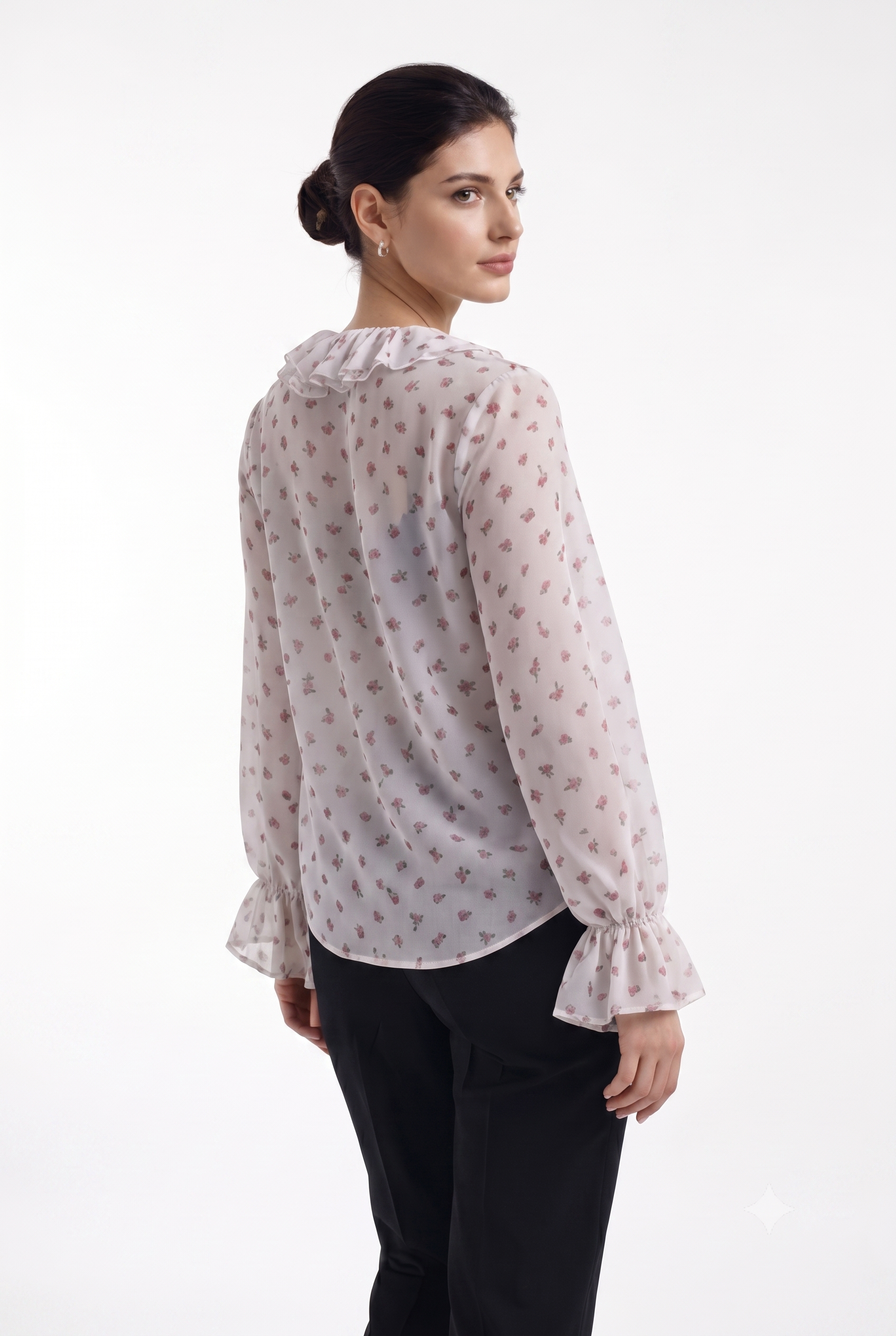 Print Ruffle Blouse - 111028