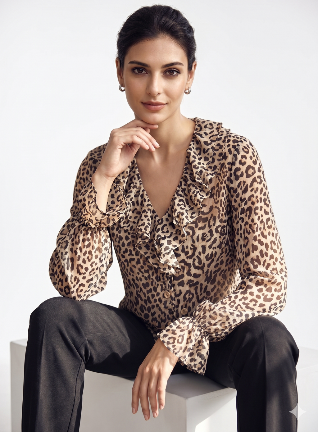 Print Ruffle Blouse - 111028