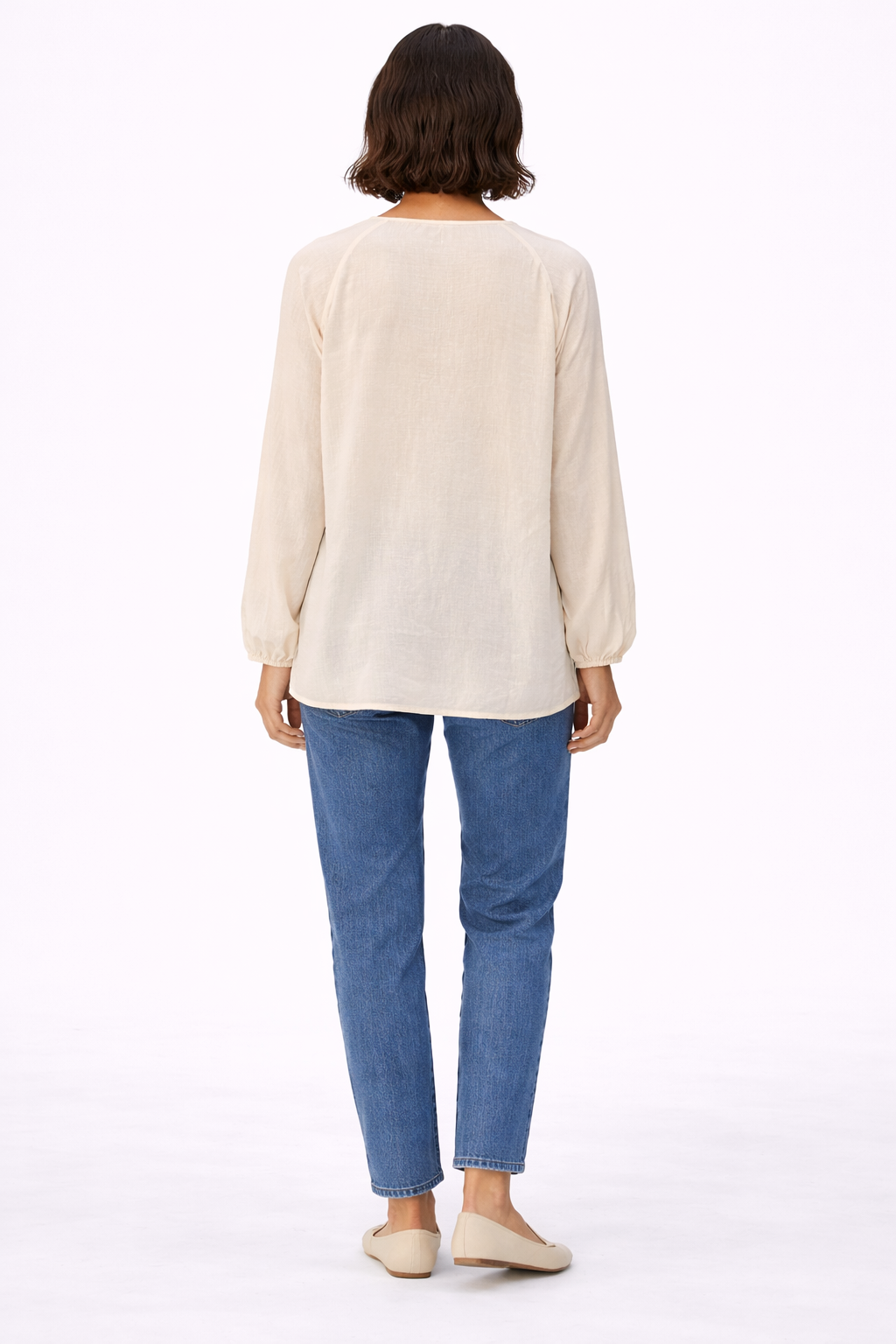 Embroidered Round Neck Blouse - Macuz
