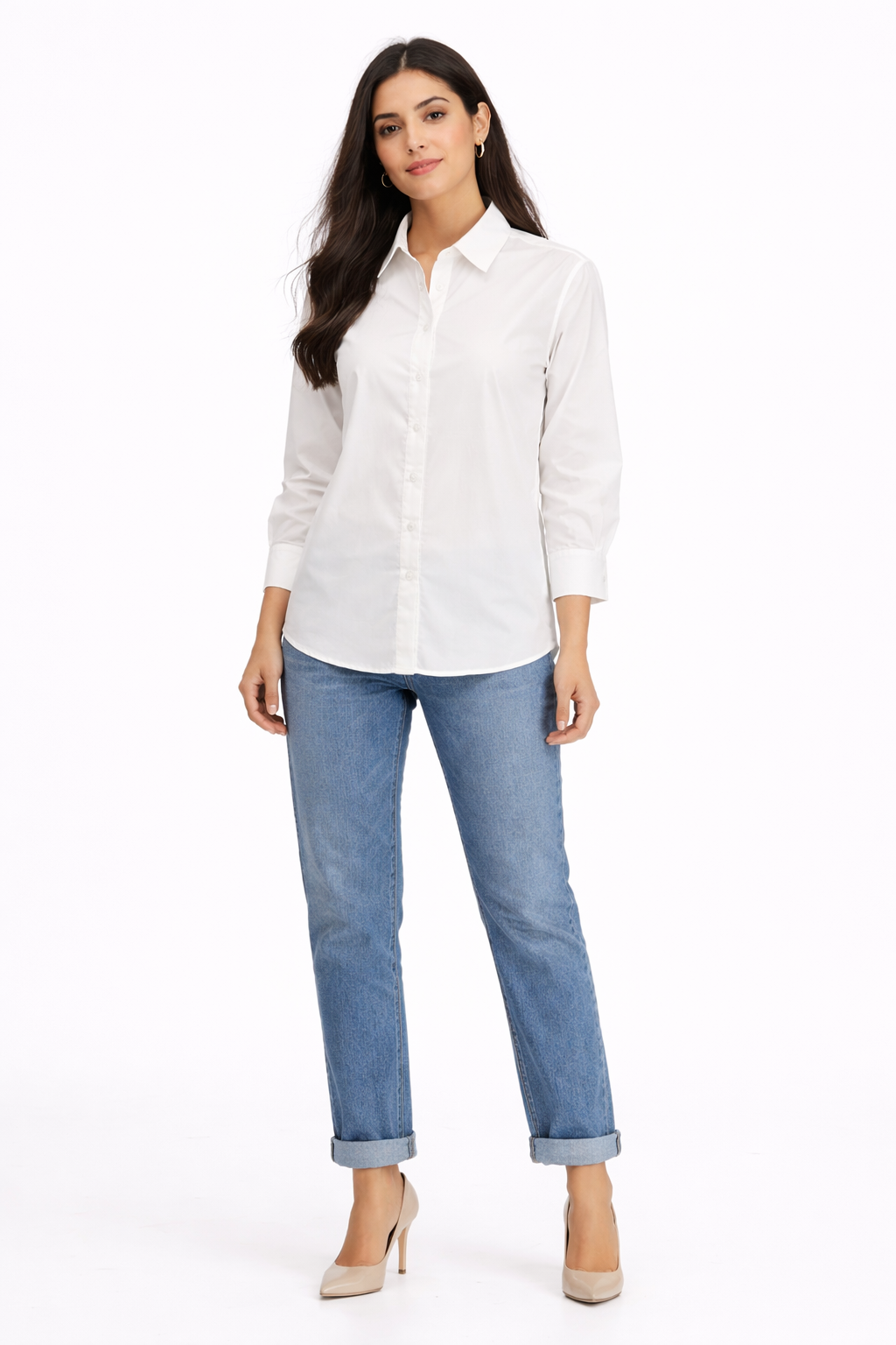 Poplin Shirt with Cuffs – White - 111020
