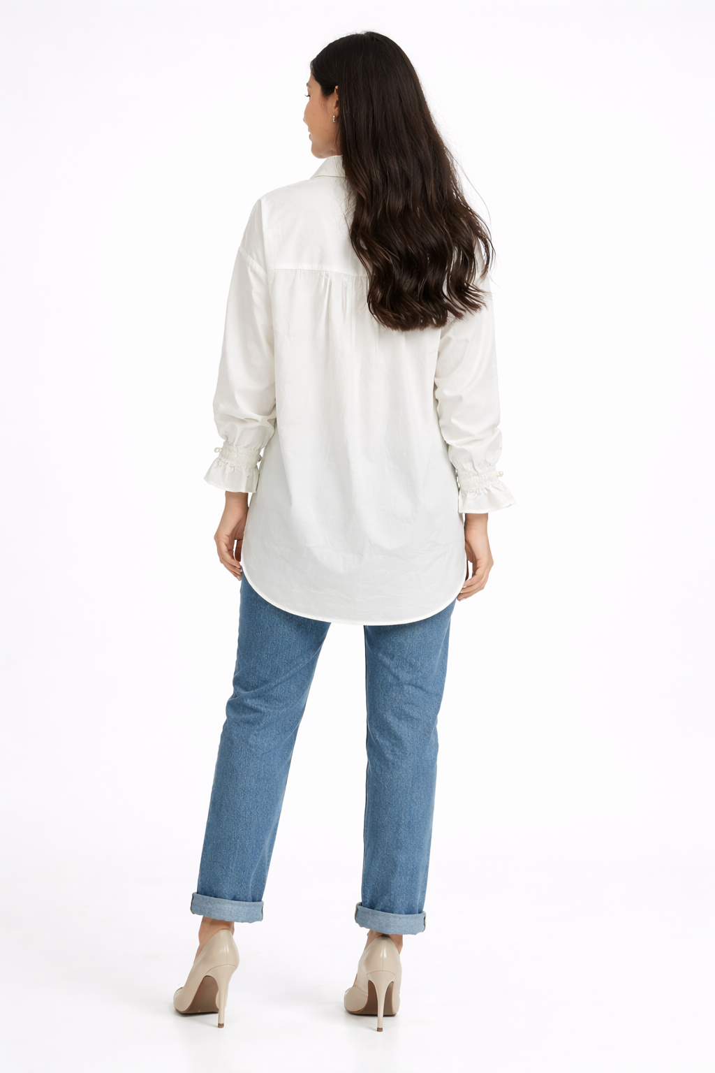 Long Poplin Shirt – White - D37