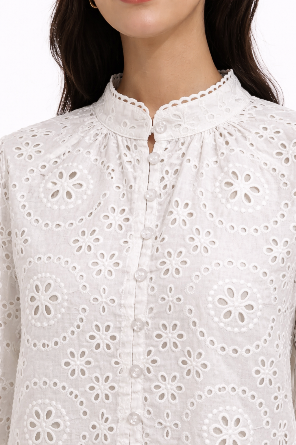 Embroidered Cotton Blouse – White - 111017