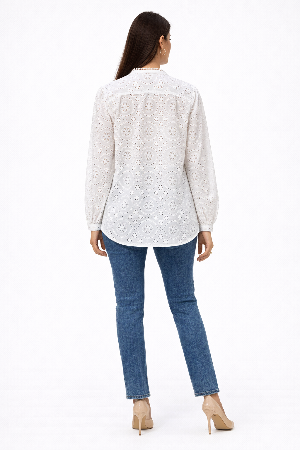 Embroidered Cotton Blouse – White - 111017