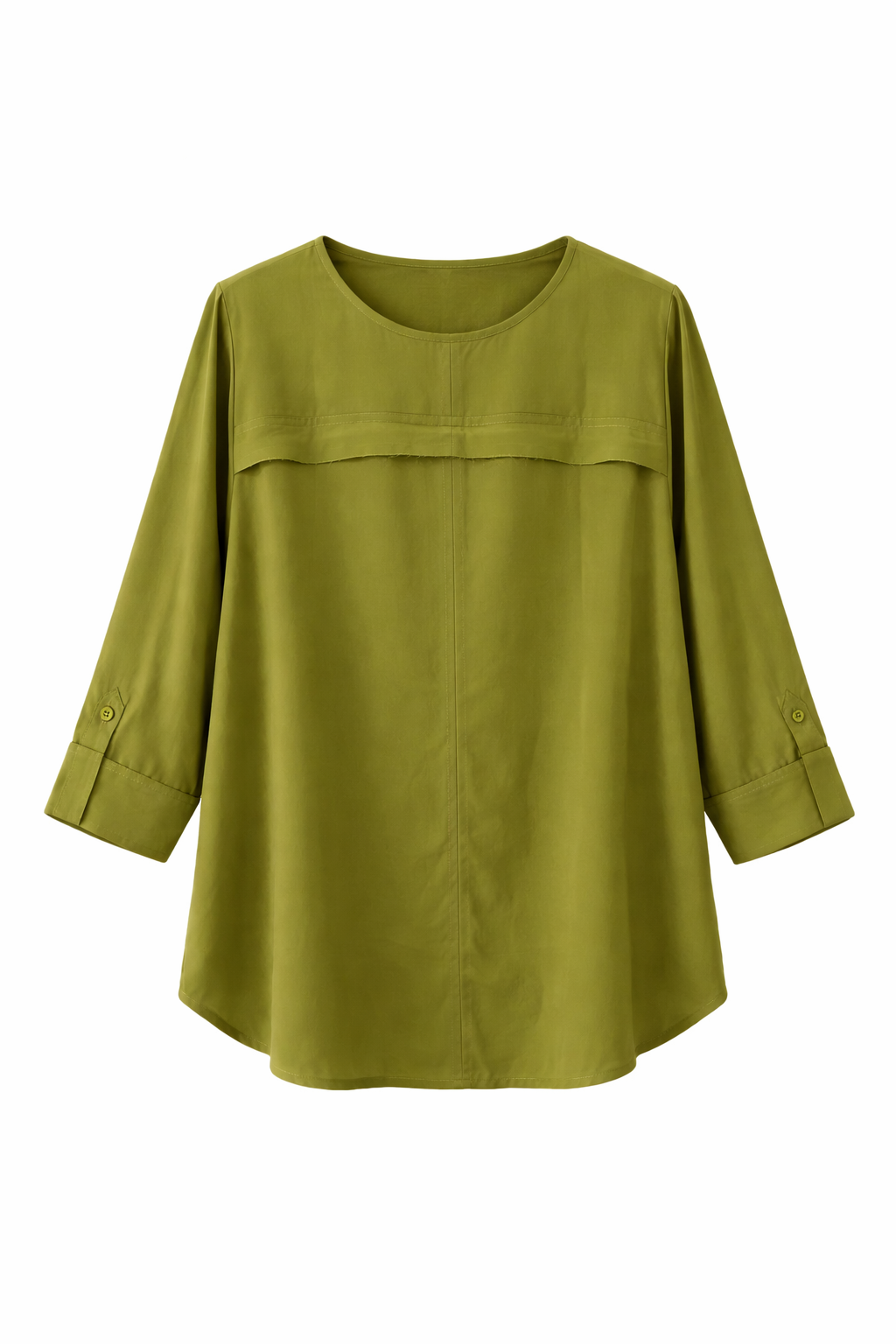 Relaxed Fit 3/4 Sleeve Blouse – Olive - 111008
