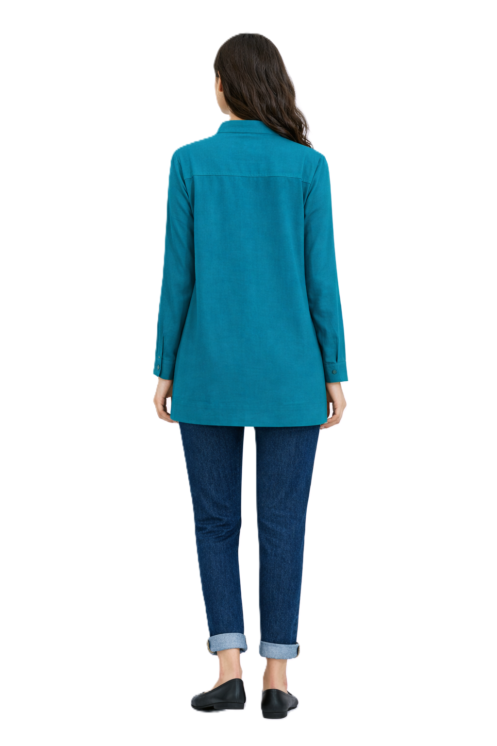 Longline Button Blouse – Teal - 110001