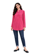Longline Button Blouse – Pink - 110001
