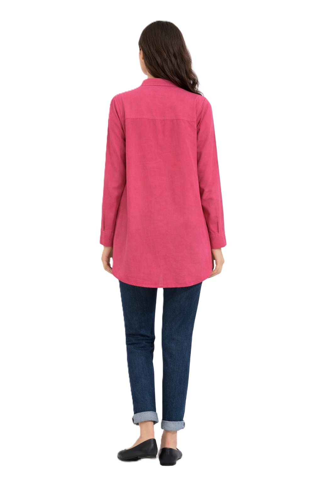 Longline Button Blouse – Pink - 110001