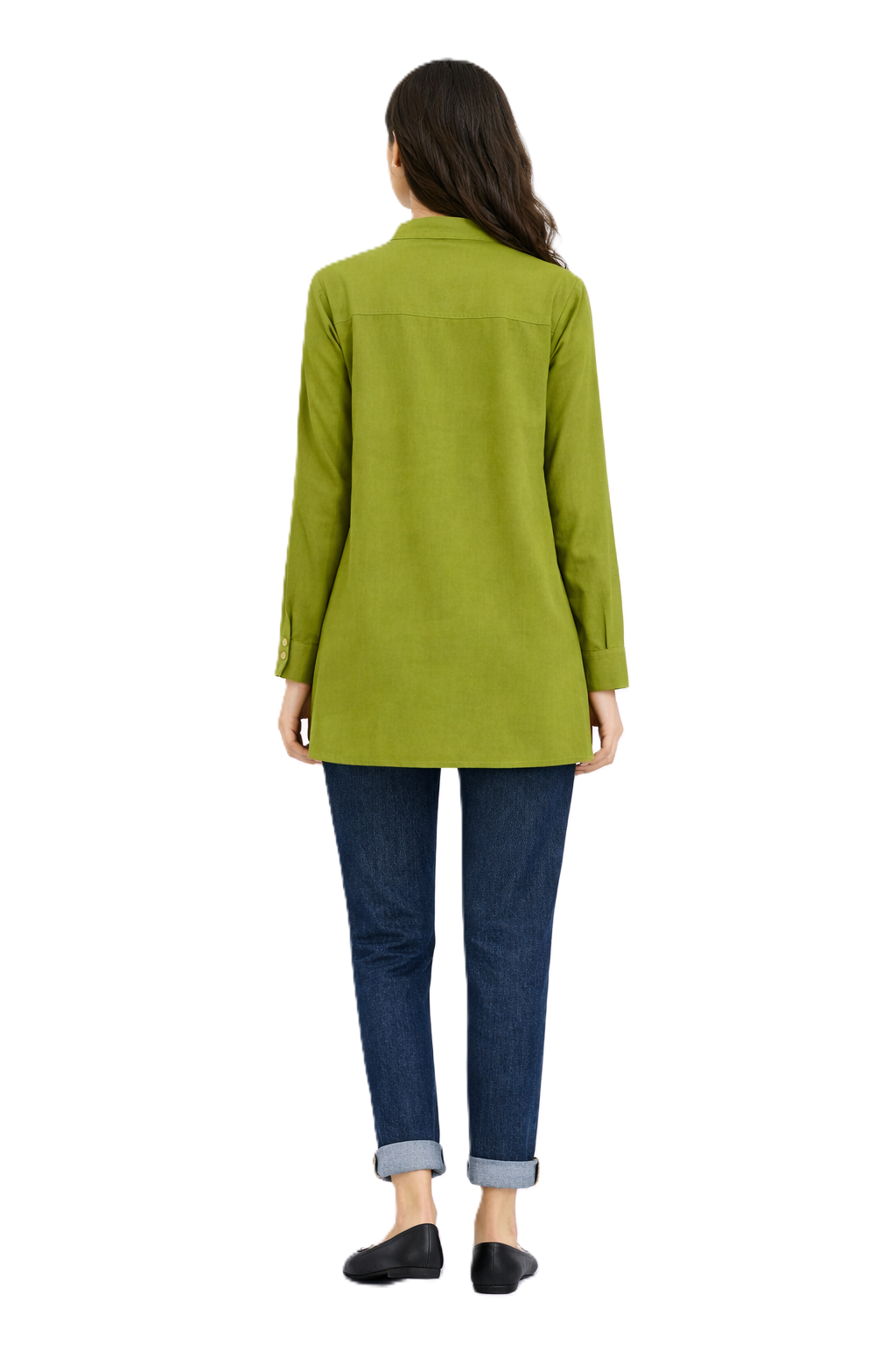 Longline Button Blouse– Olive - 110001