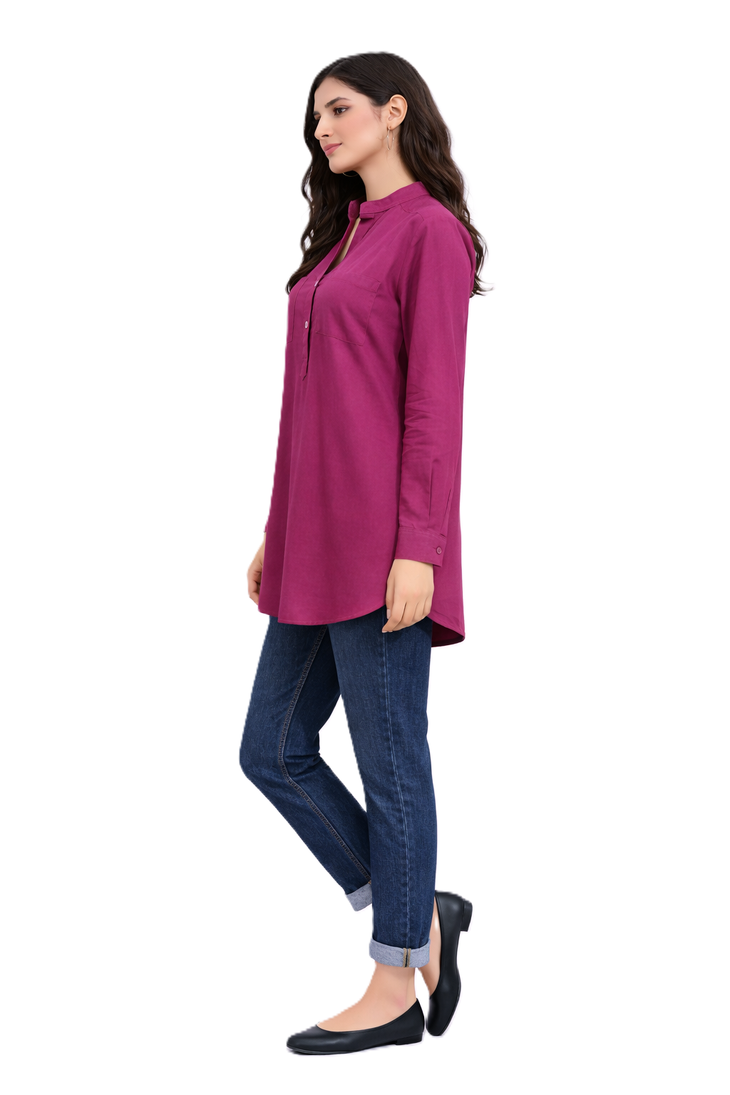 Longline Button Blouse– Purple - 110001