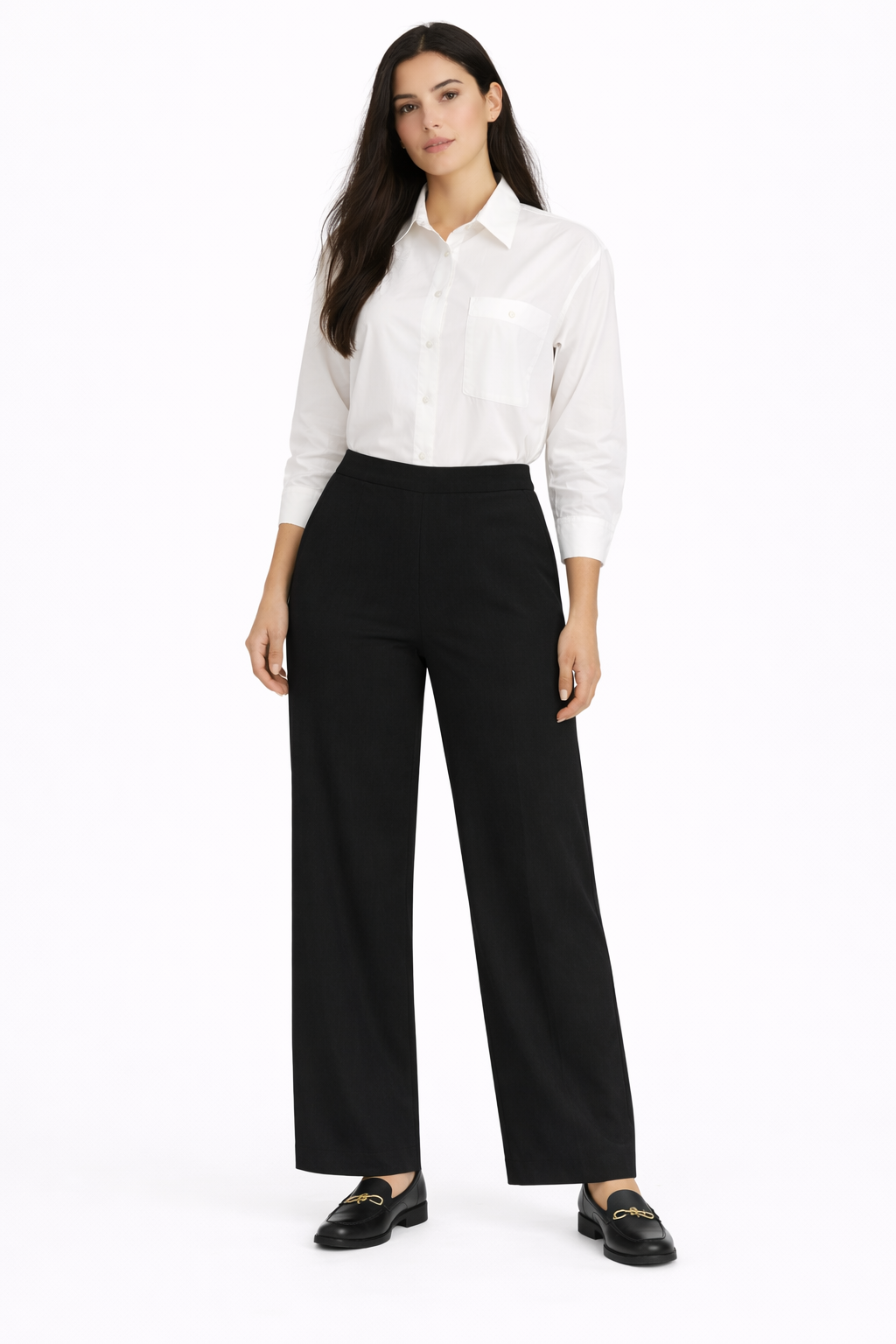 Side Zipper Straight Leg Pants – Black - 112007