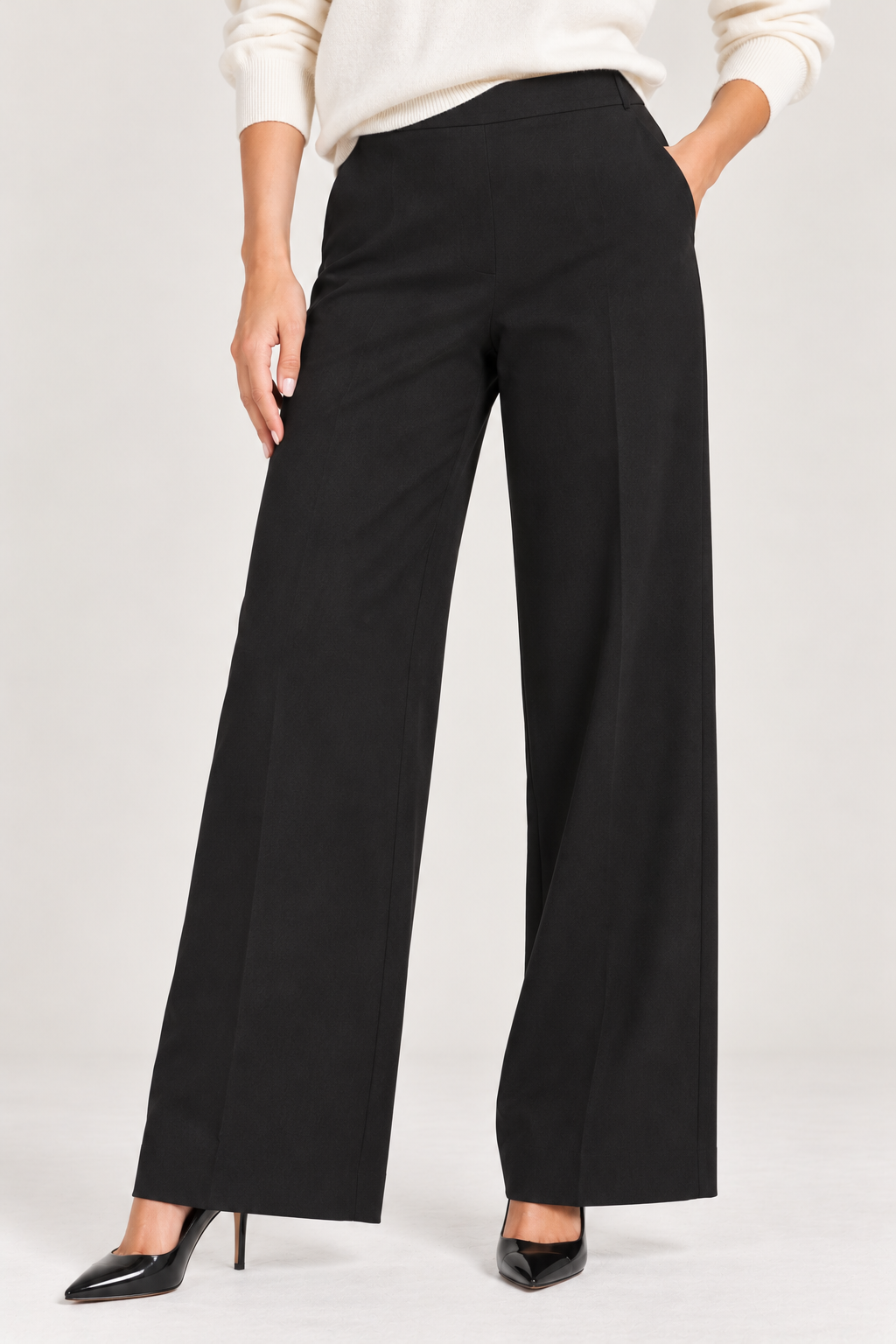 Side Zipper Straight Leg Pants – Black - 112007